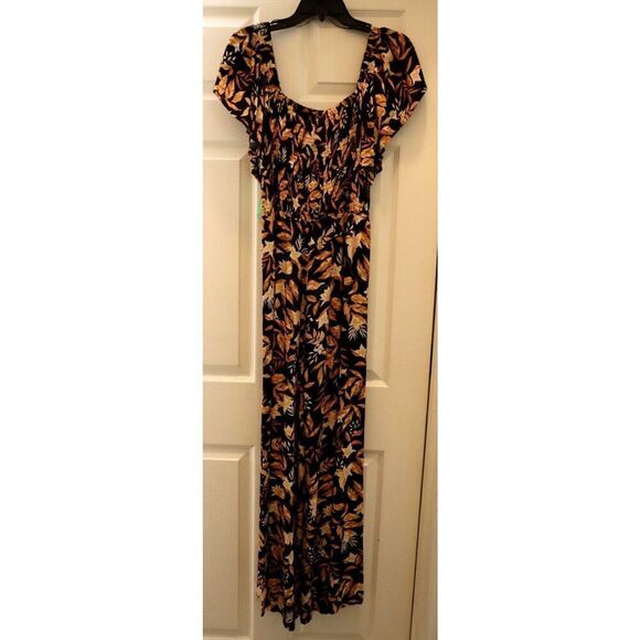 Rip Curl 00JWRO Women's Sz M Black Floral La Isla Flutter Sleeve Jumpsuit - Picture 2 of 11